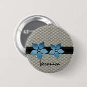 ダマスクの花ストライプののボ縁どタン 缶バッジ (正面&裏面)