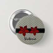 ダマスクの花ストライプののボ縁どタン 缶バッジ (正面&裏面)