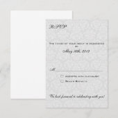 ダマスクの返信カードは、ラスベガスへの招待状とコーディネート可能 出欠カード (正面/裏面)