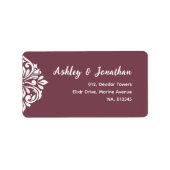 ダマスクの雰囲気:トスカーナエレガントレッドアユニークドレス ラベル (正面)