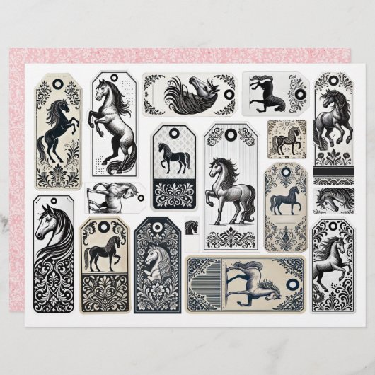 ダマスクは馬とラベルを栄えた (正面/裏面)