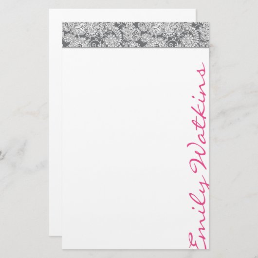 ダマスクひな形セット 便箋 (正面/裏面)