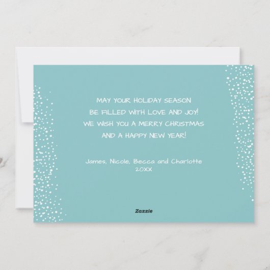 ダマスクアクアブラウンクリスマスフォト シーズンカード (裏面)