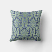 ダマスクアクアブルーネイビーミントグリーンコテージベルベット クッション (裏面)