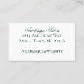 ダマスクアクア、ターコイズ、ホワイトビジネスカード 名刺 (裏面)