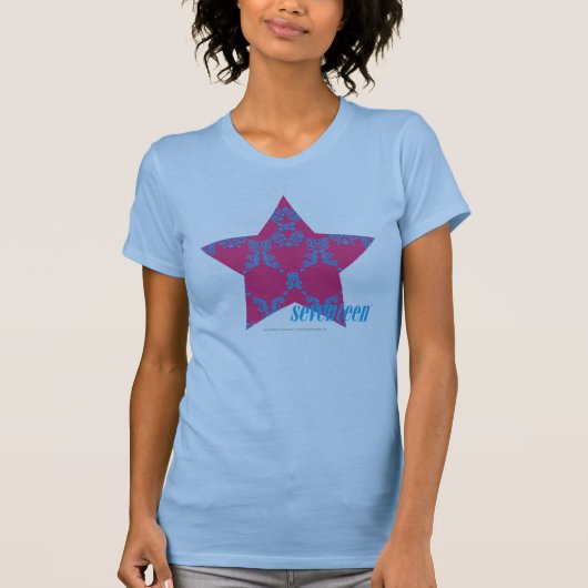 ダマスクアクア-マゼンタ2 Tシャツ (正面)