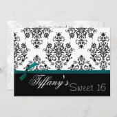 ダマスクアクアSweet sixteen招待状 招待状 (正面/裏面)