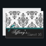ダマスクアクアSweet sixteen招待状 招待状<br><div class="desc">トレンディーsweet sixteenパーティの招待状、簡単にカスタマイズ可能なカッコいいお尻とクリック!カスタマイズ! "it"追加オプションの追加、変更、削除、サイズ変更、再着色、再スタイリング、文字とイメージ</div>