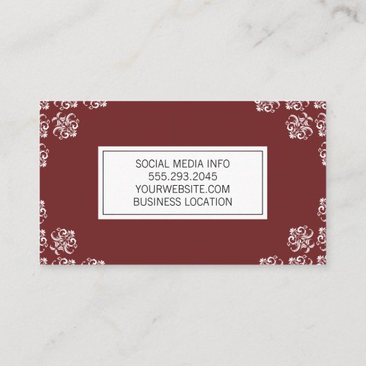 ダマスクアクセント/赤 名刺 (裏面)