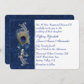 ダマスクアンドピーコックフェザー結婚式招待状 招待状 (正面/裏面)