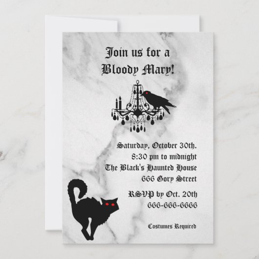 ダマスクアンドマーブルハロウィーン招待状 招待状 (正面)