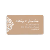 ダマスクアンビエンスエレガント:ベージュユニークアドレス ラベル (正面)