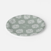 ダマスクアンビエンス淡い色のオリーブエレガントウェディングプレート ペーパープレート (アングル)