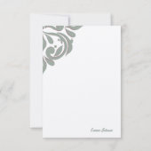 ダマスクアンビエンス淡い色のオリーブ&マウントバテンピンク ノートカード (裏面)