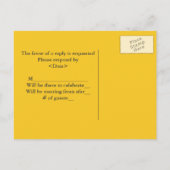 ダマスクイエローとグレーウェディングRSVP インビテーションポストカード (裏面)