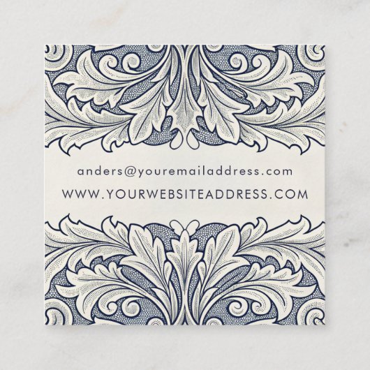 ダマスクイタリアンブエレガントティックまたはギャラリー コーリングカード (裏面)