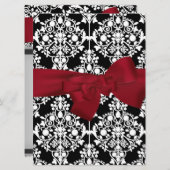 ダマスクイベント招待状レッド大 招待状 (正面/裏面)