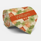 ダマスクインスパイア焼きオレンジとモスグリーン ネクタイ (ロール)