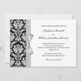 ダマスクウィズグレーシルバーボウ結婚式招待状 招待状