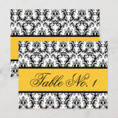 ダマスクウェディングテーブル番号カードイエローブラック ポストカード (正面/裏面)