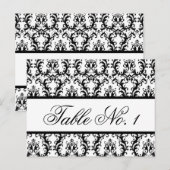 ダマスクウェディングテーブル番号カードホワイトブラック ポストカード (正面/裏面)