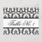 ダマスクウェディングテーブル番号カードホワイトブラック ポストカード (裏面)