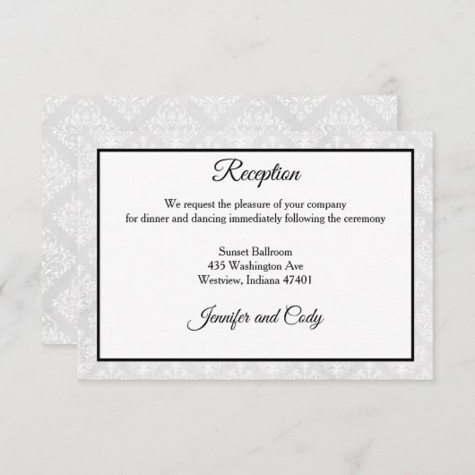 ダマスクウェディング招待状エンクロージャカード エンクロージャーカード (正面/裏面)