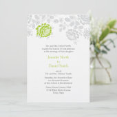 ダマスクウェディング招待状ライムアンドグレー 招待状 (スタンド正面)