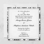 ダマスクウェディング招待状白黒 招待状 (正面)