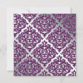 ダマスクウエディンググリッターシルバーパープルブライト 招待状 (裏面)