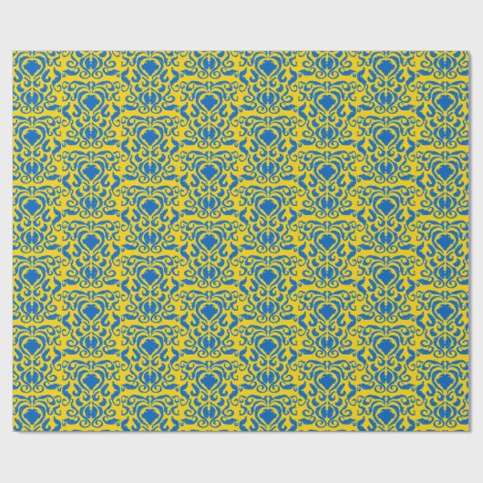 ダマスクウクライナ付勢力イエローフリーダムブルー ラッピングペーパー (フラット)