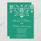 ダマスクエメラルド結婚記念日招待状 招待状 (正面/裏面)