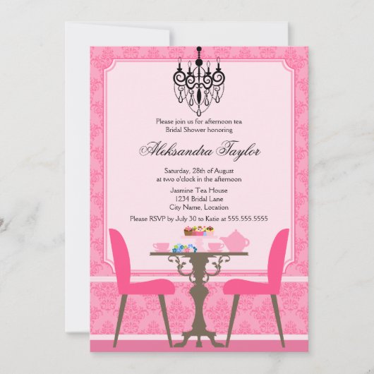 ダマスクエレガントとシャンデリア茶パーティー 招待状 (正面)