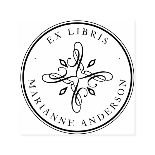 ダマスクエレガントとタイポグラフィ名前をカスタムするex Libris セルフインキングスタンプ (デザイン)