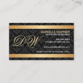 ダマスクエレガントと金ゴールドイニシャル 名刺 (裏面)