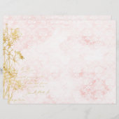 ダマスクエレガントと金ゴールドフローラスクラップブック紙 (正面/裏面)