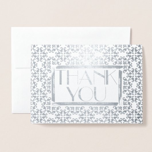 ダマスクエレガントアールデコ任意の大事な行事ありがとう 箔カード (封筒付き正面)