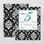 ダマスクエレガントウェディングテーブル番号カードジェイド ポストカード (正面/裏面)