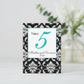 ダマスクエレガントウェディングテーブル番号カード1 ポストカード (スタンド正面)
