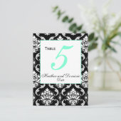 ダマスクエレガントウェディングテーブル番号カード2 ポストカード (スタンド正面)