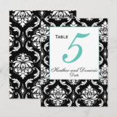ダマスクエレガントウェディングテーブル番号カード5 ポストカード (正面/裏面)
