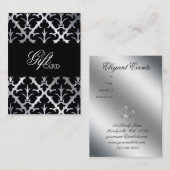 ダマスクエレガントギフトカードシルバーブラック 割引カード (正面/裏面)