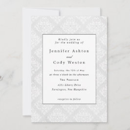 ダマスクエレガントクラシックホワイト結婚ス 招待状