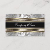 ダマスクエレガントシルバーピュータークロムメタルブラック 名刺 (正面)