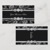 ダマスクエレガントシルバーブラック宝石ルックイメージ 名刺 (正面/裏面)