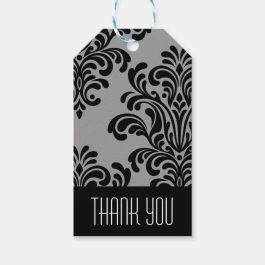 ダマスクエレガントパターンありがとう ギフトタグ (正面)