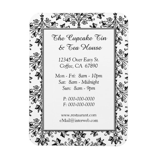 ダマスクエレガントパターンレストランカスタムマグネット マグネット (縦)