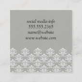 ダマスクエレガントパターン/ピンク スクエア名刺 (裏面)