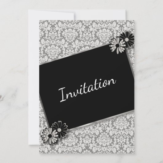 ダマスクエレガントパーティーテンプレート招待状カード 招待状 (裏面)