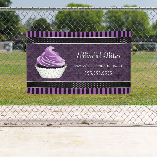 ダマスクエレガントパープルカップケーキ 横断幕 (インサイチュ)